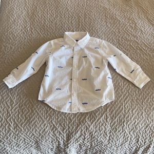 JANIE & JACK 18-24 months baby boy shirt, white with blue cars on it